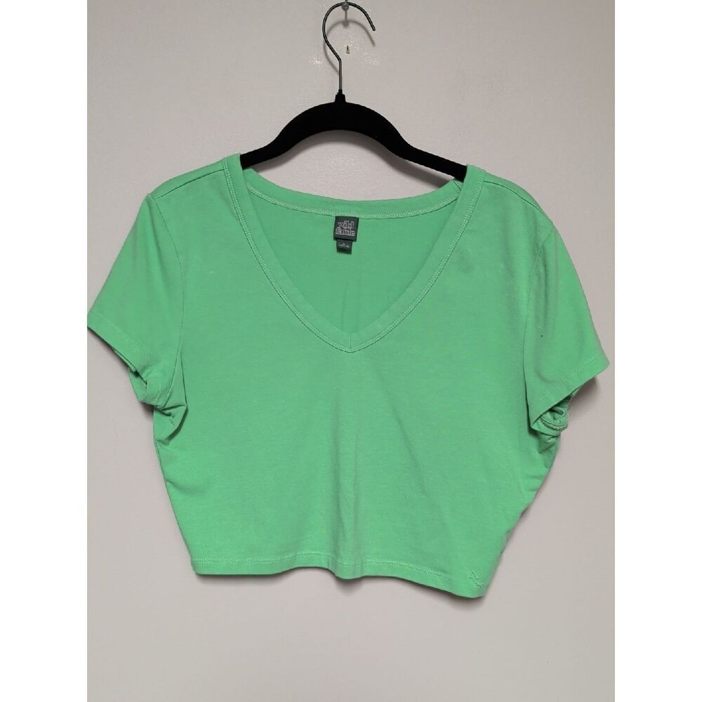 wild fable Mint Green V-Neck Cropped Tee